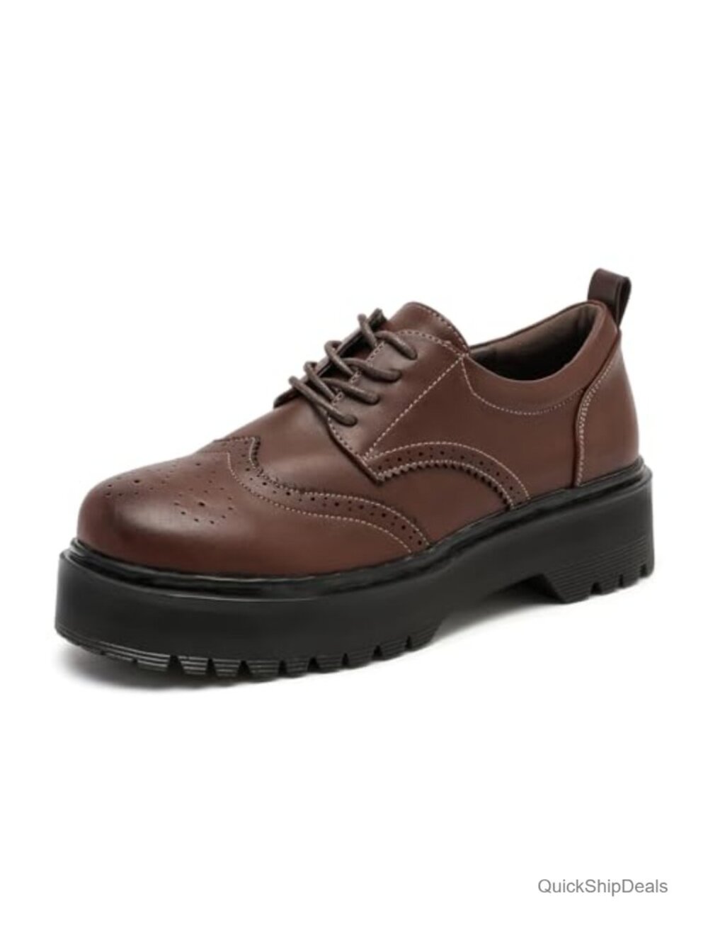 Vintage Oxford Shoes, Lace Up Chunky Platform Loafers for Women, Casual Brogues